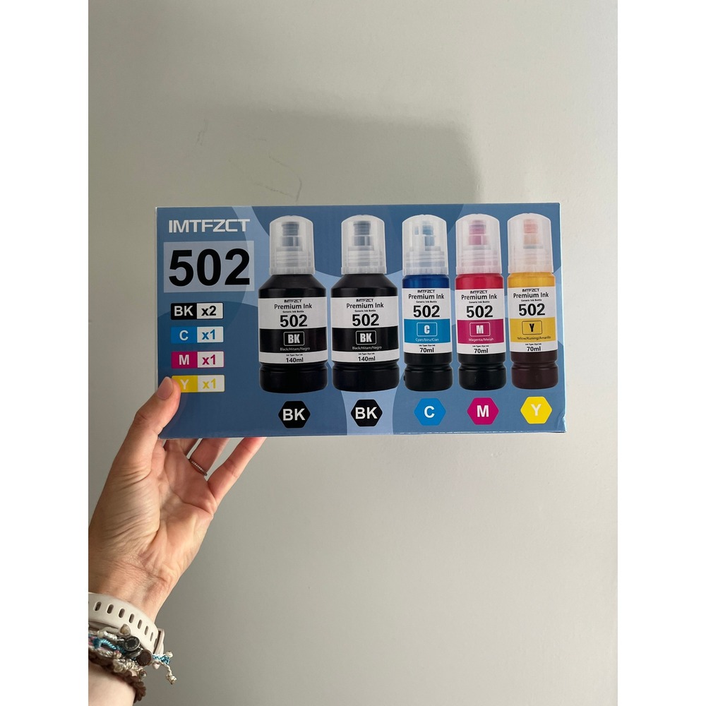 IMTFZCT 502 Printer Ink Refill‎ 5-Pack Epson EcoTank ET-3700 ET-2750 2BK/C/M/Y